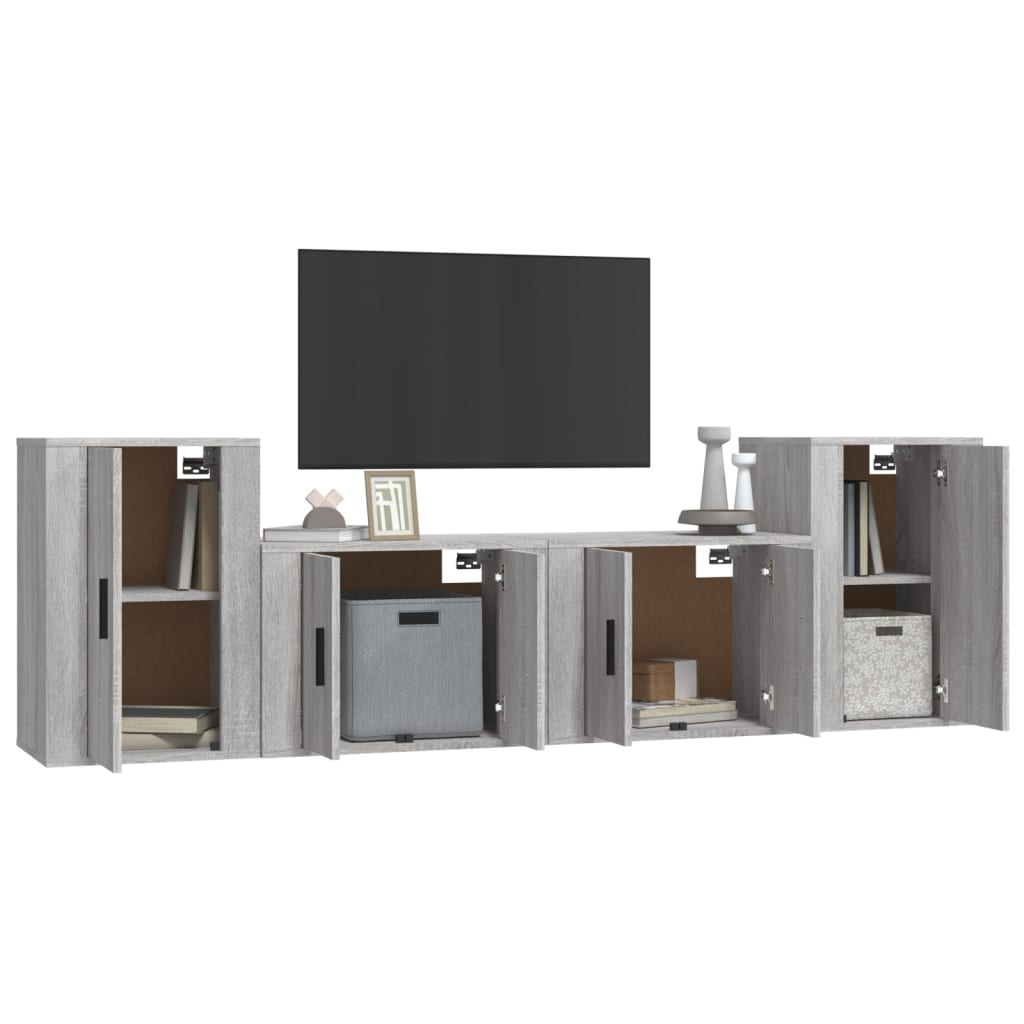 Set di Mobili Porta TV 4 pz Grigio Sonoma in Legno Multistratocod mxl 100759