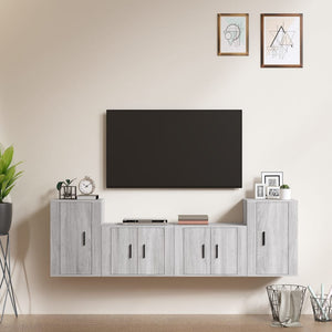 Set di Mobili Porta TV 4 pz Grigio Sonoma in Legno Multistratocod mxl 100759