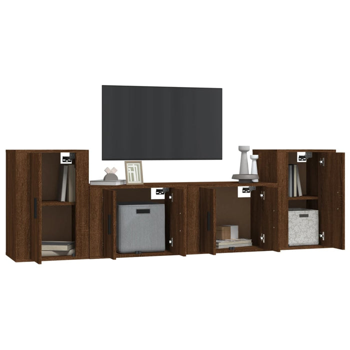 Set Mobili Porta TV 4 pz Rovere Marrone in Legno Multistratocod mxl 76809