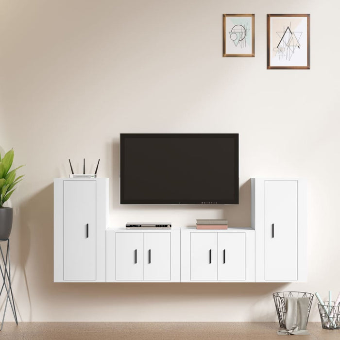 Set di Mobili Porta TV 4 pz Bianco in Legno Multistratocod mxl 125156