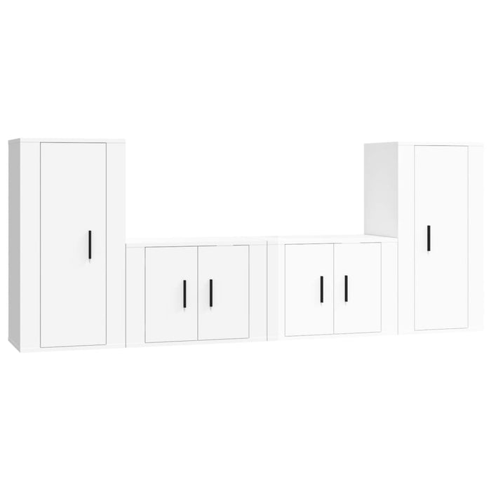 Set di Mobili Porta TV 4 pz Bianco Lucido in Legno Multistrato 3188552