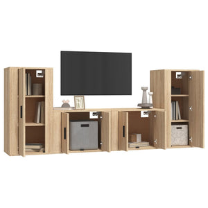 Set di Mobili Porta TV 4 pz Rovere Sonoma in Legno Multistrato 3188553