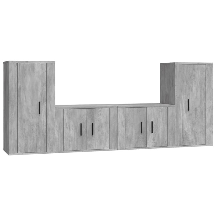 Set di Mobili Porta TV 4 pz Grigio Cemento in Legno Multistratocod mxl 76827