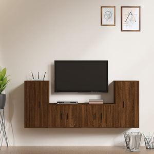 Set Mobili Porta TV 4 pz Rovere Marrone in Legno Multistratocod mxl 100778