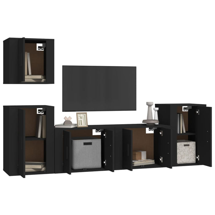 Set di Mobili Porta TV 5 pz Nero in Legno Multistrato 3188559