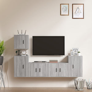 Set di Mobili Porta TV 5 pz Grigio Sonoma in Legno Multistrato 3188564