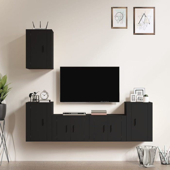 Set di Mobili Porta TV 5 pz Nero in Legno Multistratocod mxl 124718