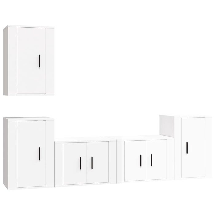 Set di Mobili Porta TV 5 pz Bianco Lucido in Legno Multistrato 3188568