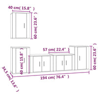 Set di Mobili Porta TV 5 pz Bianco Lucido in Legno Multistrato 3188568