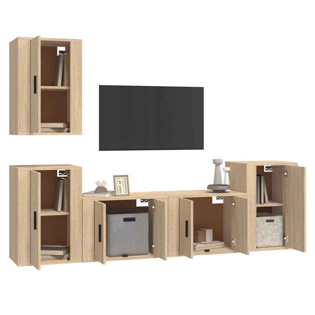 Set di Mobili Porta TV 5 pz Rovere Sonoma in Legno Multistratocod mxl 100791