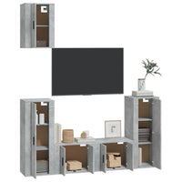 Set di Mobili Porta TV 5 pz Grigio Cemento in Legno Multistrato 3188578