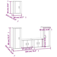 Set di Mobili Porta TV 5 pz Grigio Cemento in Legno Multistrato 3188578