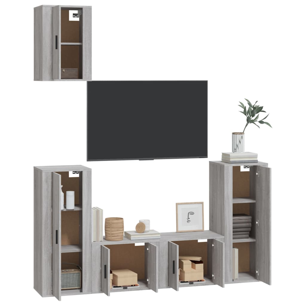 Set di Mobili Porta TV 5 pz Grigio Sonoma in Legno Multistratocod mxl 77306