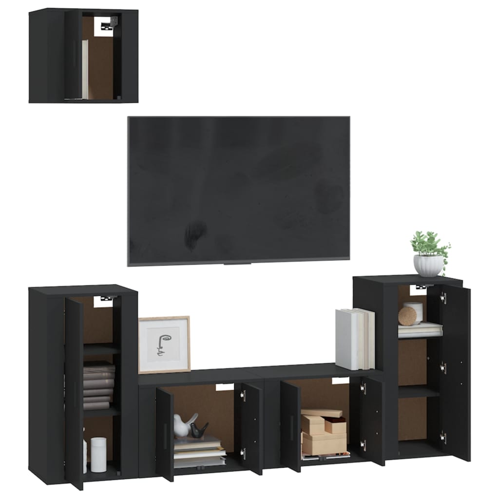 Set di Mobili Porta TV 5 pz Nero in Legno Multistratocod mxl 100790