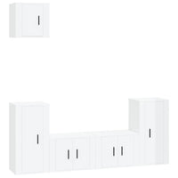 Set di Mobili Porta TV 5 pz Bianco Lucido in Legno Multistrato 3188584