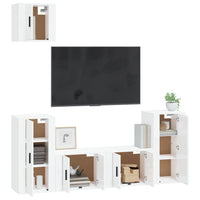 Set di Mobili Porta TV 5 pz Bianco Lucido in Legno Multistrato 3188584