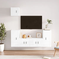 Set di Mobili Porta TV 5 pz Bianco Lucido in Legno Multistrato 3188584