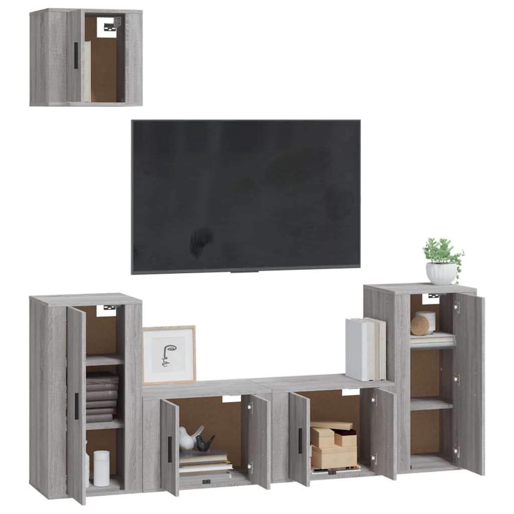 Set di Mobili Porta TV 5 pz Grigio Sonoma in Legno Multistrato 3188588