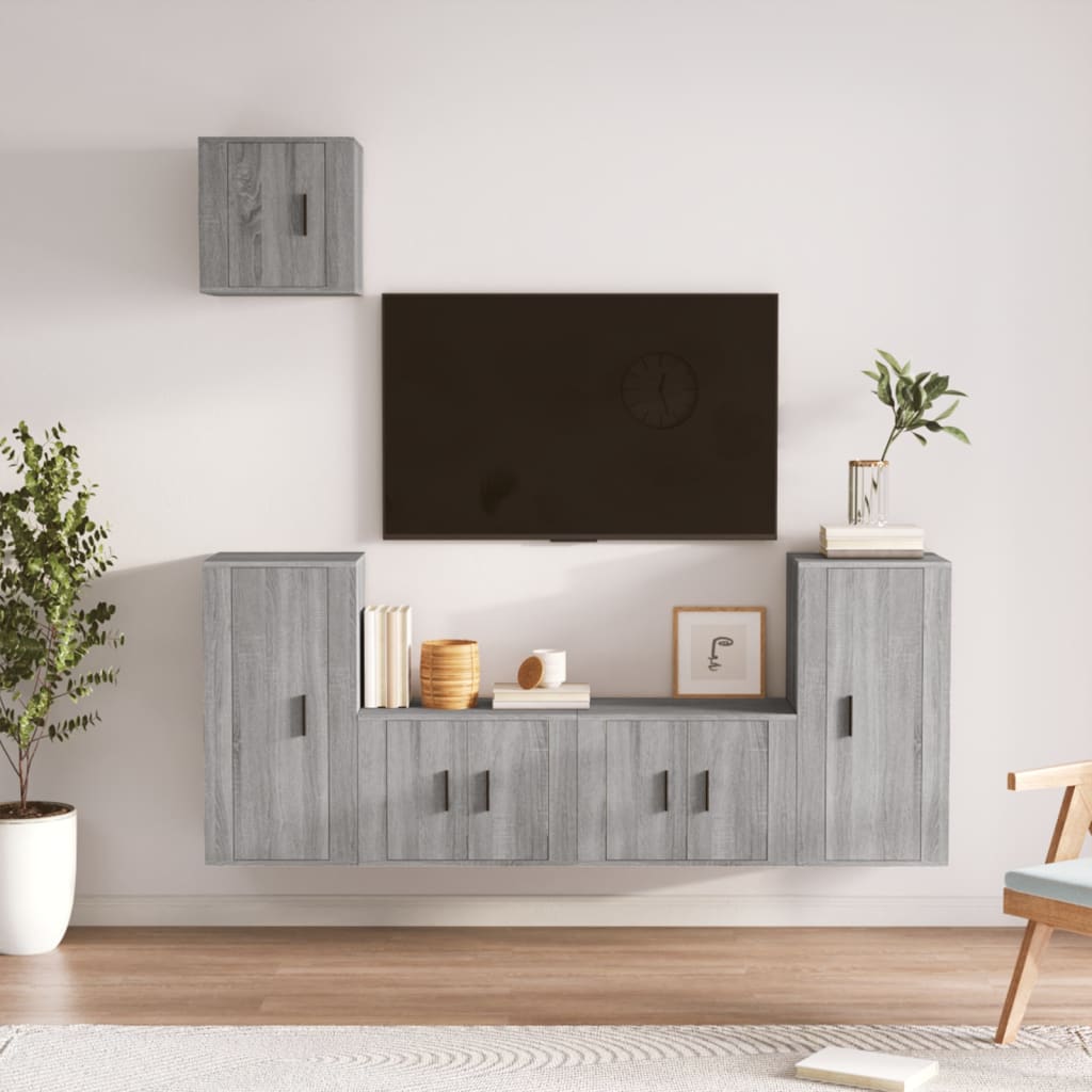 Set di Mobili Porta TV 5 pz Grigio Sonoma in Legno Multistrato 3188588