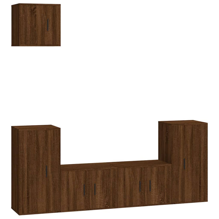 Set Mobili Porta TV 5 pz Rovere Marrone in Legno Multistrato 3188589