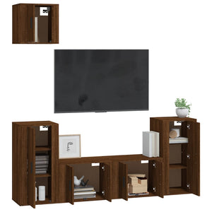 Set Mobili Porta TV 5 pz Rovere Marrone in Legno Multistrato 3188589