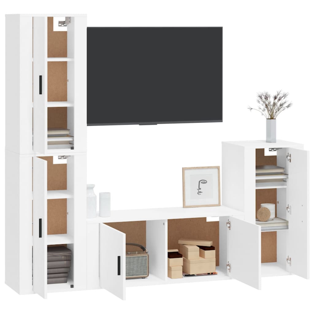 Set di Mobili Porta TV 4 pz Bianco in Legno Multistrato 3188590