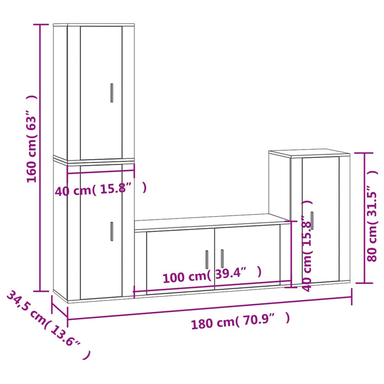 Set di Mobili Porta TV 4 pz Bianco in Legno Multistrato 3188590