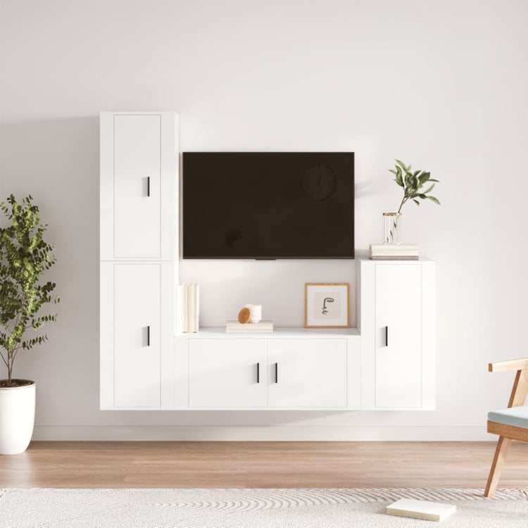 Set di Mobili Porta TV 4 pz Bianco in Legno Multistrato 3188590