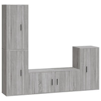 Set di Mobili Porta TV 4 pz Grigio Sonoma in Legno Multistrato 3188596