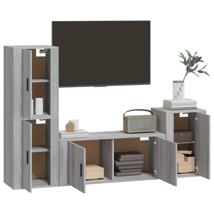 Set di Mobili Porta TV 4 pz Grigio Sonoma in Legno Multistratocod mxl 76830