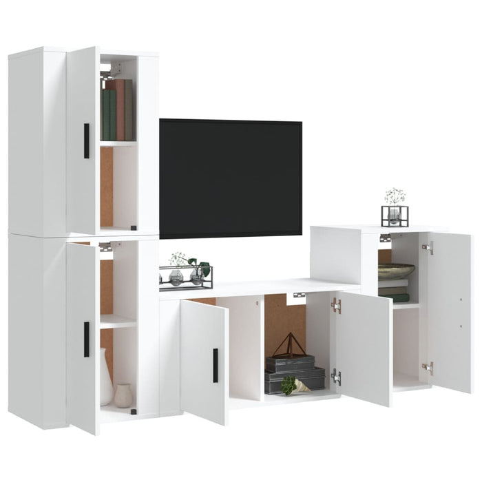 Set di Mobili Porta TV 4 pz Bianco in Legno Multistrato 3188606