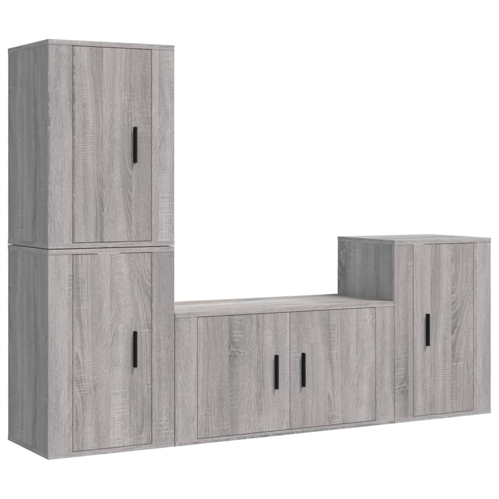 Set di Mobili Porta TV 4 pz Grigio Sonoma in Legno Multistratocod mxl 76817