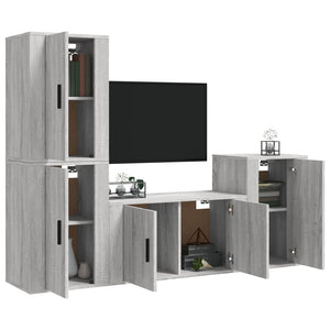 Set di Mobili Porta TV 4 pz Grigio Sonoma in Legno Multistratocod mxl 76817