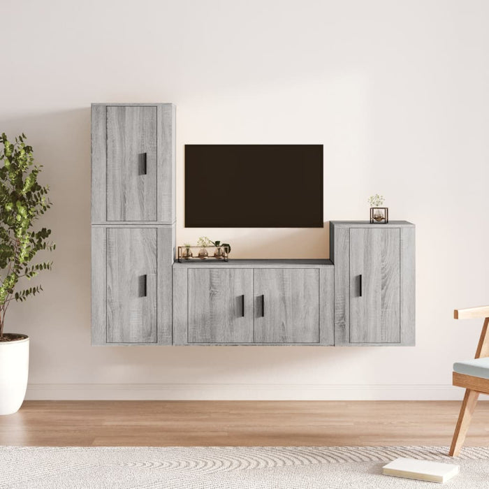 Set di Mobili Porta TV 4 pz Grigio Sonoma in Legno Multistratocod mxl 76817