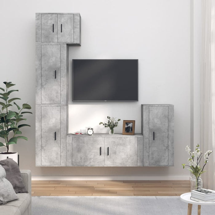 Set di Mobili Porta TV 5 pz Grigio Cemento in Legno Multistrato 3188618