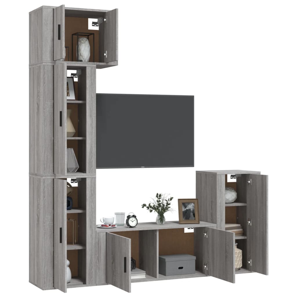 Set di Mobili Porta TV 5 pz Grigio Sonoma in Legno Multistrato 3188620