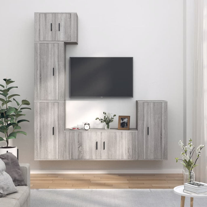 Set di Mobili Porta TV 5 pz Grigio Sonoma in Legno Multistrato 3188620