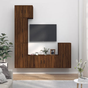 Set Mobili Porta TV 5 pz Rovere Marrone in Legno Multistrato 3188621