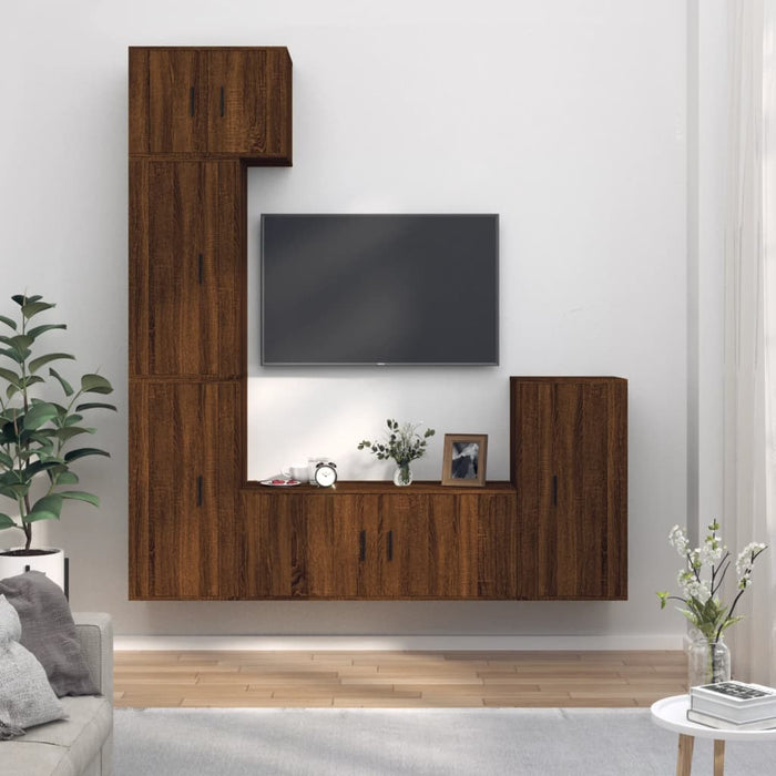 Set Mobili Porta TV 5 pz Rovere Marrone in Legno Multistrato 3188621