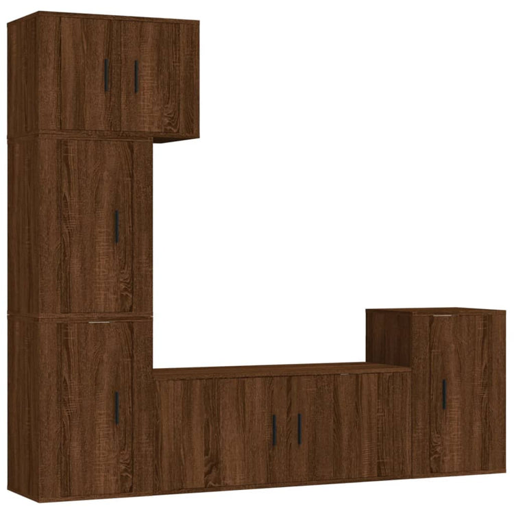 Set Mobili Porta TV 5 pz Rovere Marrone in Legno Multistrato 3188637