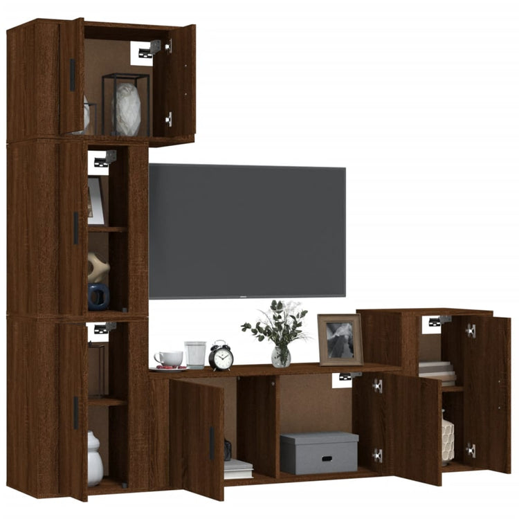 Set Mobili Porta TV 5 pz Rovere Marrone in Legno Multistrato 3188637