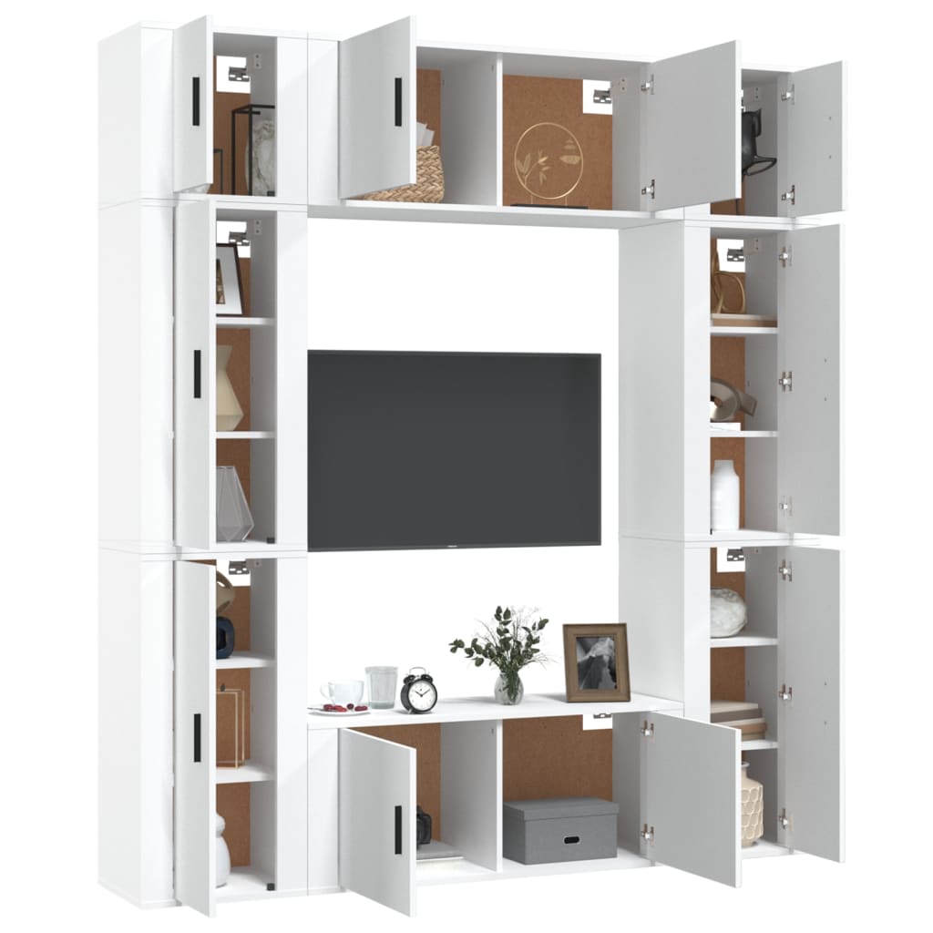 Set Mobili Porta TV 8pz Bianco in Legno Multistratocod mxl 76829