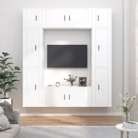 Set Mobili Porta TV 8pz Bianco in Legno Multistratocod mxl 76829