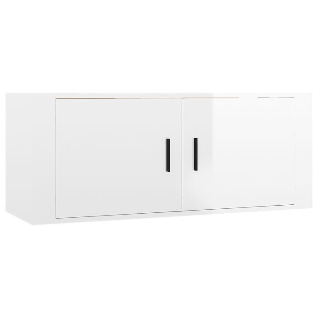 Set Mobili Porta TV 8pz Bianco Lucido in Legno Multistrato 3188640