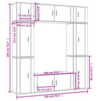 Set Mobili Porta TV 8pz Bianco Lucido in Legno Multistrato 3188640