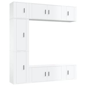 Set di Mobili Porta TV 7 pz Bianco Lucido in Legno Multistrato 3188648