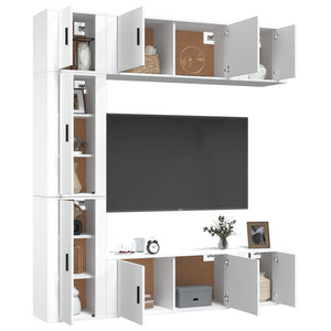 Set di Mobili Porta TV 7 pz Bianco Lucido in Legno Multistrato 3188648