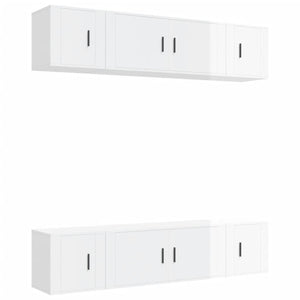 Set di Mobili Porta TV 6 pz Bianco Lucido in Legno Multistratocod mxl 125183