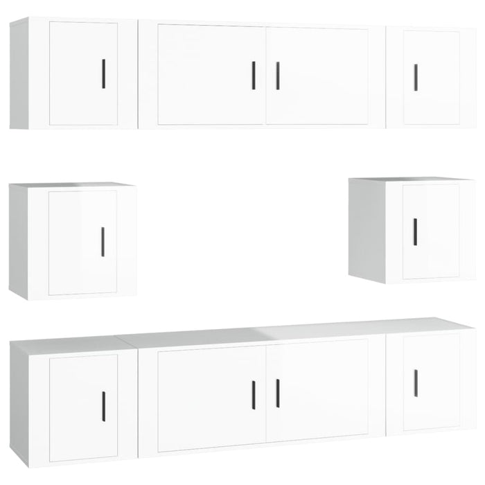 Set Mobili Porta TV 8pz Bianco Lucido in Legno Multistratocod mxl 100823