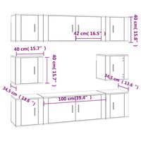 Set Mobili Porta TV 8pz Bianco Lucido in Legno Multistrato 3188672